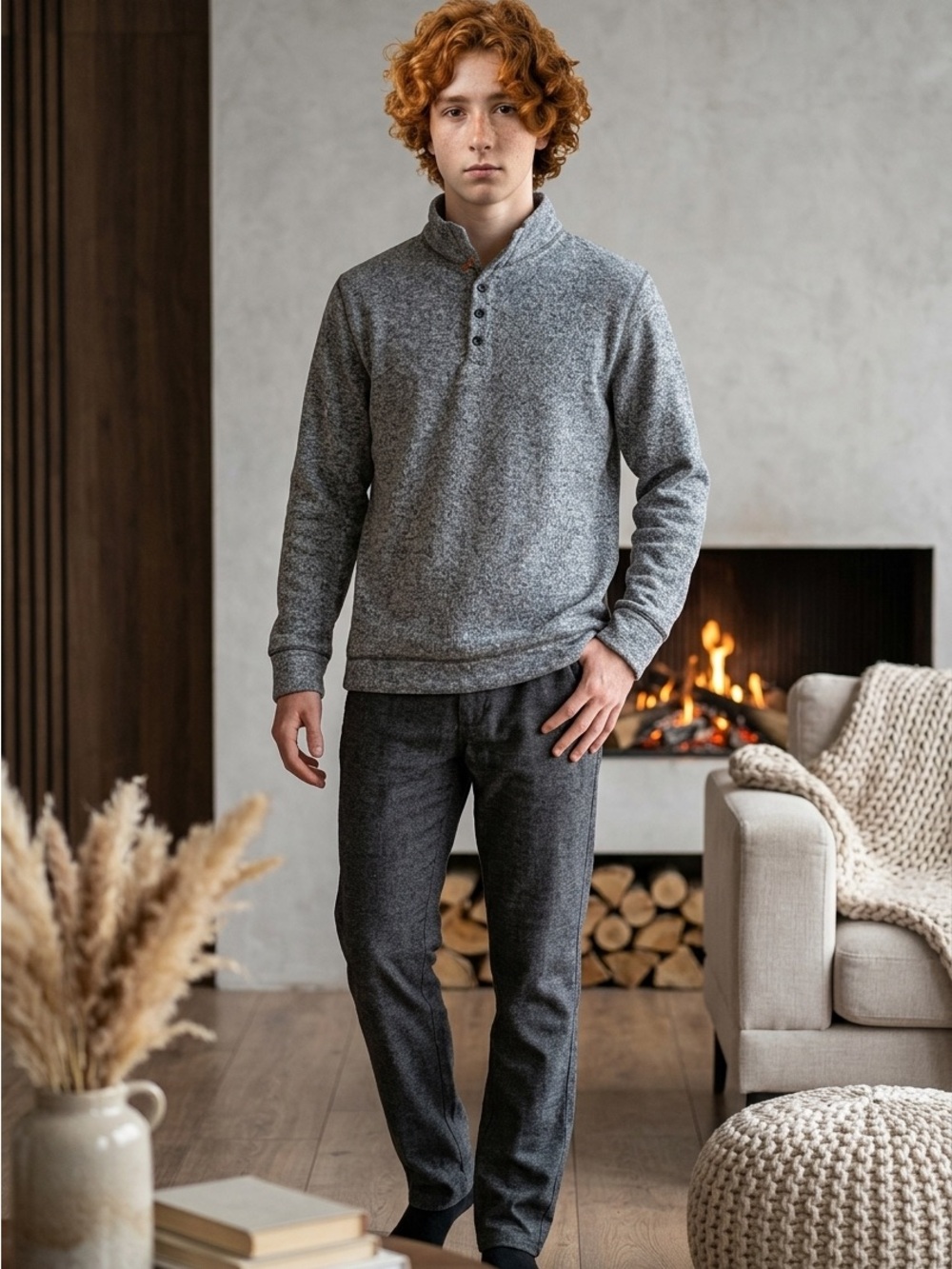 Weatherproof Vintage Men’s Long Sleeve Pullover Henley Sweater Top Gray Large